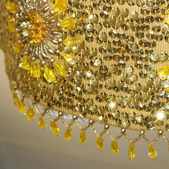 Vintage 1960s Beaded & Sequined Gold Tank Top by Harilela's - Picture 4 of 11